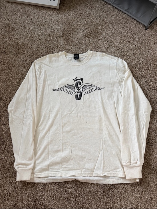 Stussy Other - Stussy long, white, long sleeve school, wings, graphic, long sleeve size large